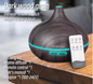 Aroma Diffuser 500ml met Afstandsbediening – Ultrasonische Luchtbevochtiger met Houtlook en LED Verlichting