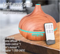 Aroma Diffuser 500ml met Afstandsbediening – Ultrasonische Luchtbevochtiger met Houtlook en LED Verlichting