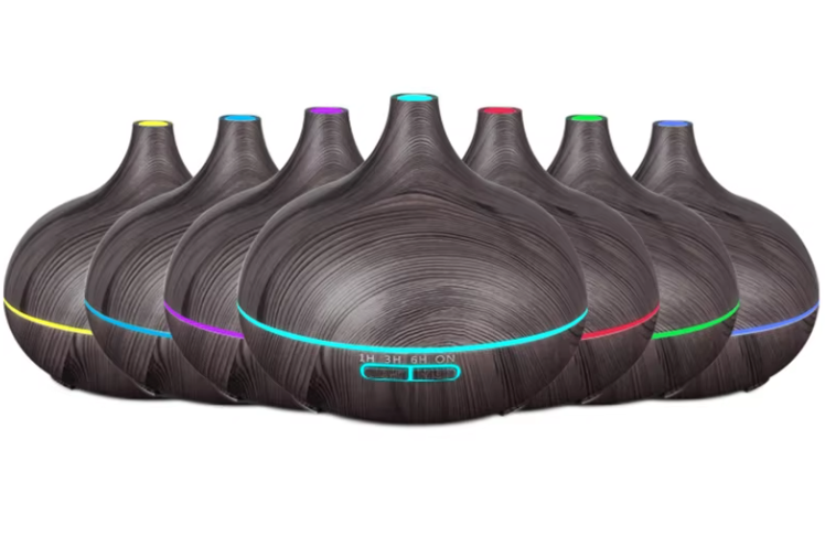 Aroma Diffuser 500ml met Afstandsbediening – Ultrasonische Luchtbevochtiger met Houtlook en LED Verlichting