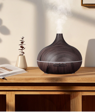 Aroma Diffuser 500ml met Afstandsbediening – Ultrasonische Luchtbevochtiger met Houtlook en LED Verlichting