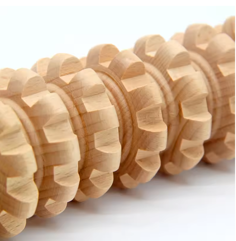 Houten Massage Roller Stick – Handheld Trigger Point Massager met 12 Wielen