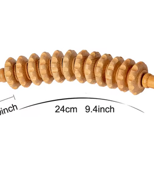 Houten Massage Roller Stick – Handheld Trigger Point Massager met 12 Wielen