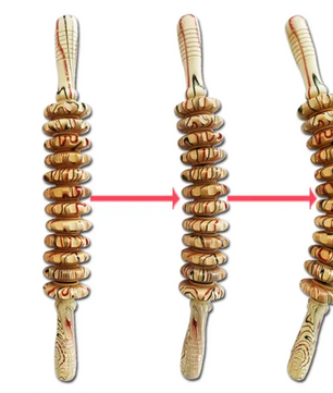 Houten Massage Roller Stick – Handheld Trigger Point Massager met 12 Wielen