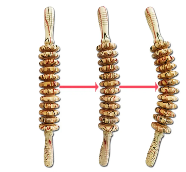 Houten Massage Roller Stick – Handheld Trigger Point Massager met 12 Wielen