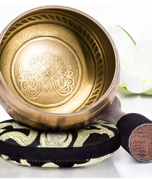Tibetaanse Klankschaal Set Flower of Life – Handgemaakte Meditatie Zangkom met Kussen en Klopper