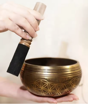 Tibetaanse Klankschaal Set Flower of Life – Handgemaakte Meditatie Zangkom met Kussen en Klopper