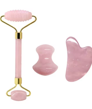 Rozenkwarts Gezichtsroller en Gua Sha Set – Natuurlijke Massage Tools voor Gezichtsverzorging en Ontspanning