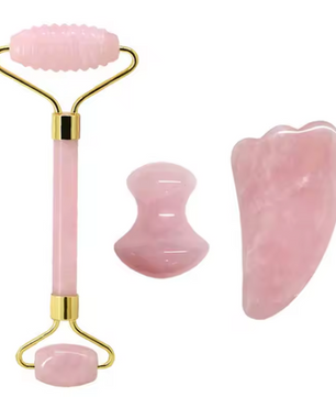 Rozenkwarts Gezichtsroller en Gua Sha Set – Natuurlijke Massage Tools voor Gezichtsverzorging en Ontspanning
