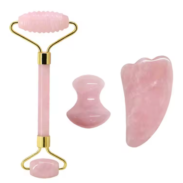 Rozenkwarts Gezichtsroller en Gua Sha Set – Natuurlijke Massage Tools voor Gezichtsverzorging en Ontspanning
