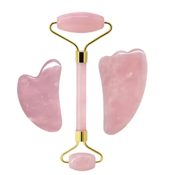 Rozenkwarts Gezichtsroller en Gua Sha Set – Natuurlijke Massage Tools voor Gezichtsverzorging en Ontspanning