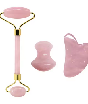 Rozenkwarts Gezichtsroller en Gua Sha Set – Natuurlijke Massage Tools voor Gezichtsverzorging en Ontspanning