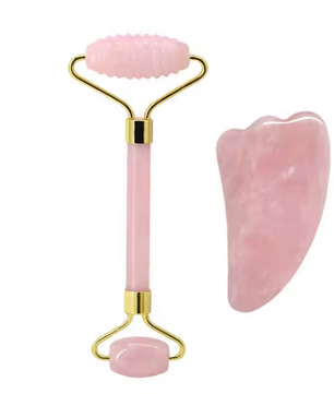 Rozenkwarts Gezichtsroller en Gua Sha Set – Natuurlijke Massage Tools voor Gezichtsverzorging en Ontspanning