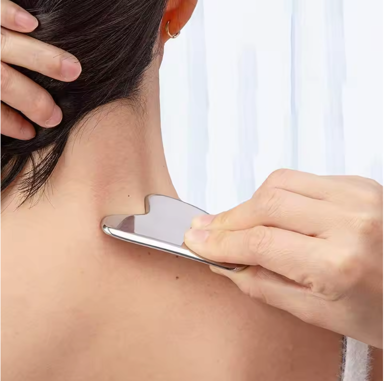 RVS Gua Sha Tool – Roestvrijstalen Massage Scraper voor Gezicht, Nek en Lichaam