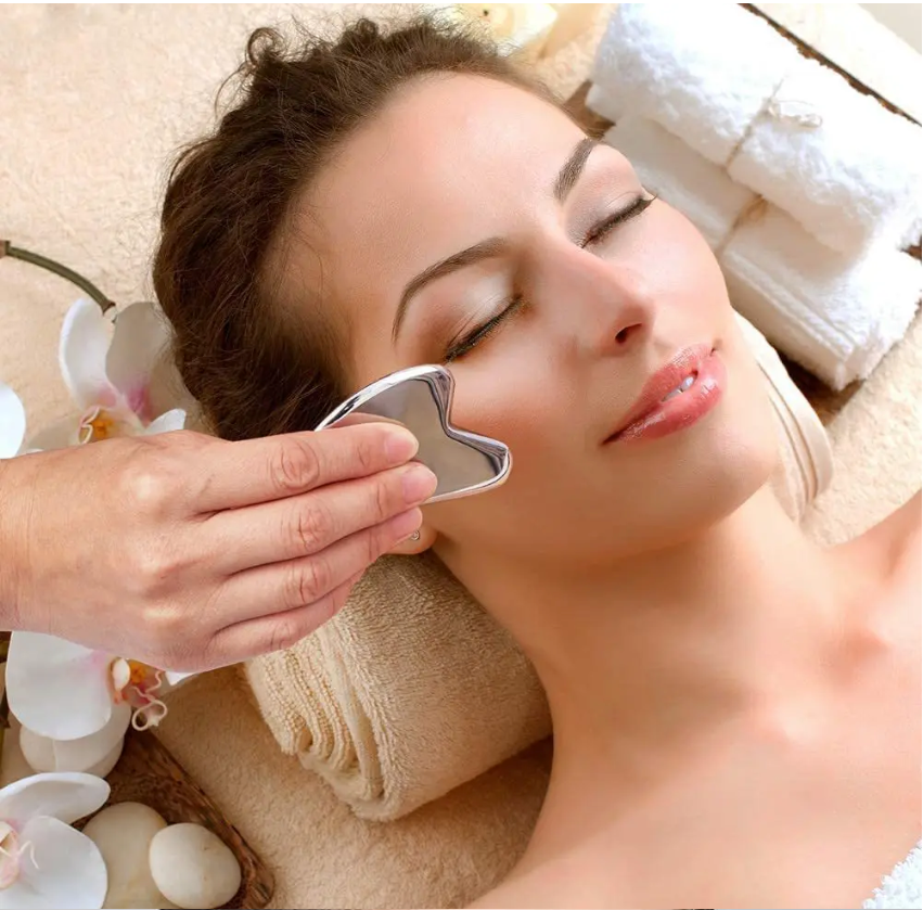 RVS Gua Sha Tool – Roestvrijstalen Massage Scraper voor Gezicht, Nek en Lichaam