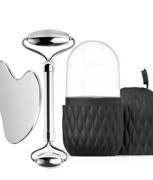 Ice Face Roller en RVS Gua Sha Set – Gezichtsmassage en Lifting Tool