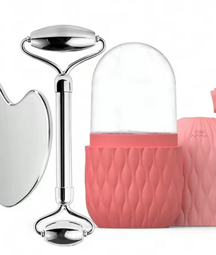 Ice Face Roller en RVS Gua Sha Set – Gezichtsmassage en Lifting Tool