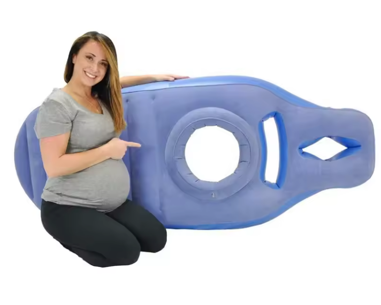 Opblaasbaar Zwangerschapskussen – Comfort Matras met Buikuitsparing 170x65 cm