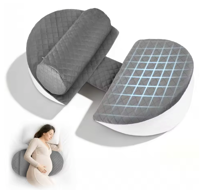 Memory Foam Zwangerschapskussen – Verstelbaar Zijslaper Body Pillow met Koelhoes