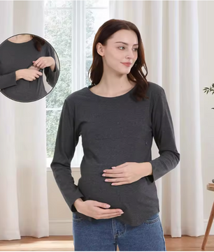 Voedingsshirt Lange Mouw – Zwangerschap en Borstvoeding T-Shirt