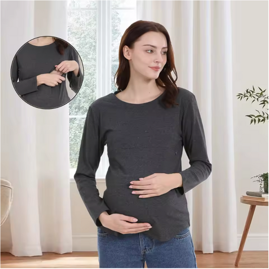 Voedingsshirt Lange Mouw – Zwangerschap en Borstvoeding T-Shirt