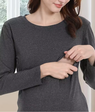 Voedingsshirt Lange Mouw – Zwangerschap en Borstvoeding T-Shirt