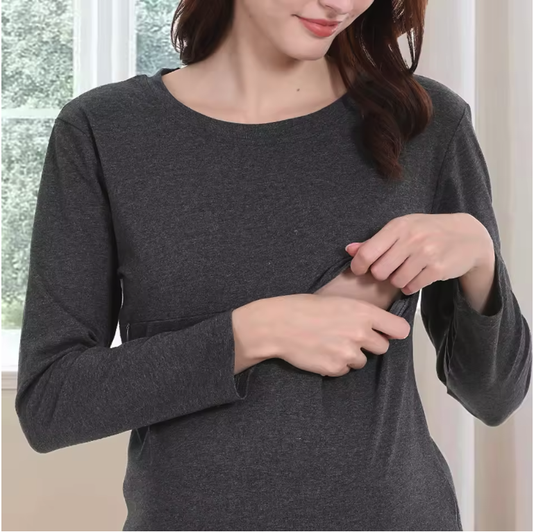 Voedingsshirt Lange Mouw – Zwangerschap en Borstvoeding T-Shirt