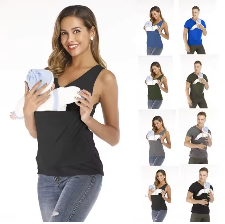 Kangoeroe Baby Draagshirt – T-Shirt met Veiligheidszak voor Baby
