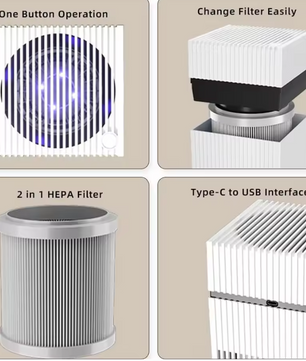 Luchtreiniger met HEPA Filter – Compacte Air Purifier tegen Rook en Geur