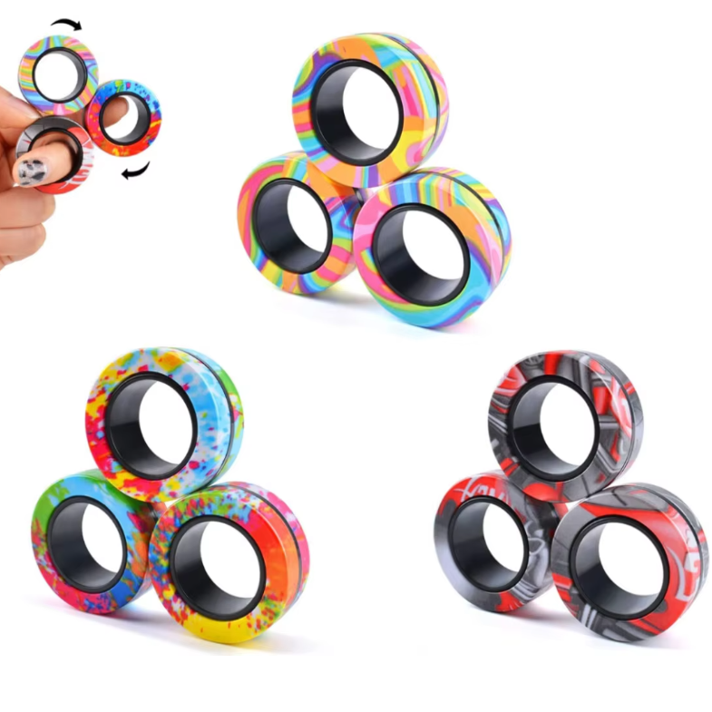 3x Magnetische Fidget Ringen – Stressverlagend Speelgoed Set
