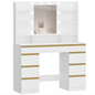 Kaptafel met LED Verlichting en Spiegel – Make-up Tafel met 9 Lades en Opbergrekken
