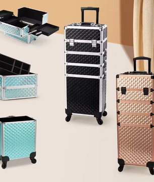 Make-up Trolley Koffer 4-in-1 – Cosmetica Reiskoffer met Wielen en Sleutel