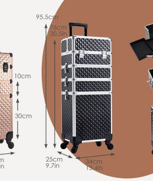 Make-up Trolley Koffer 4-in-1 – Cosmetica Reiskoffer met Wielen en Sleutel