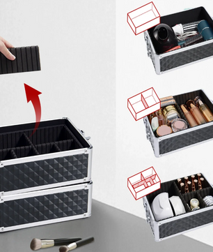 Make-up Trolley Koffer 4-in-1 – Cosmetica Reiskoffer met Wielen en Sleutel