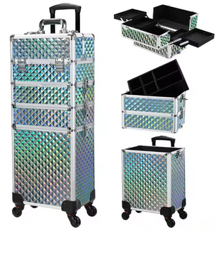 Make-up Trolley Koffer 4-in-1 – Cosmetica Reiskoffer met Wielen en Sleutel