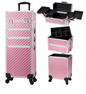 Make-up Trolley Koffer 4-in-1 – Cosmetica Reiskoffer met Wielen en Sleutel