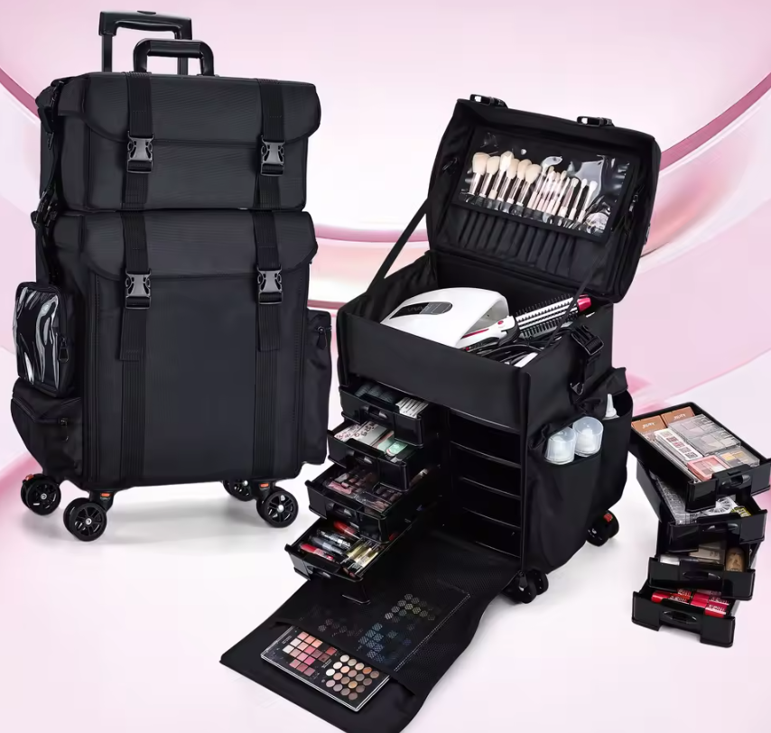 Make-up Trolley Tas met Wielen – Professionele Cosmetica Organizer Reistas