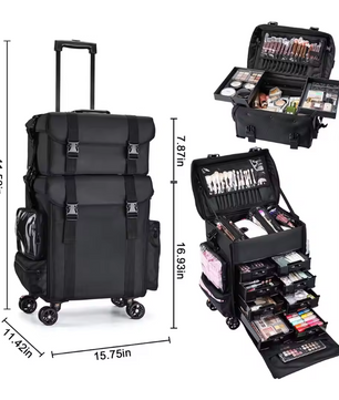 Make-up Trolley Tas met Wielen – Professionele Cosmetica Organizer Reistas