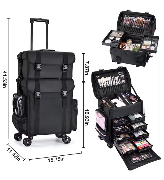 Make-up Trolley Tas met Wielen – Professionele Cosmetica Organizer Reistas