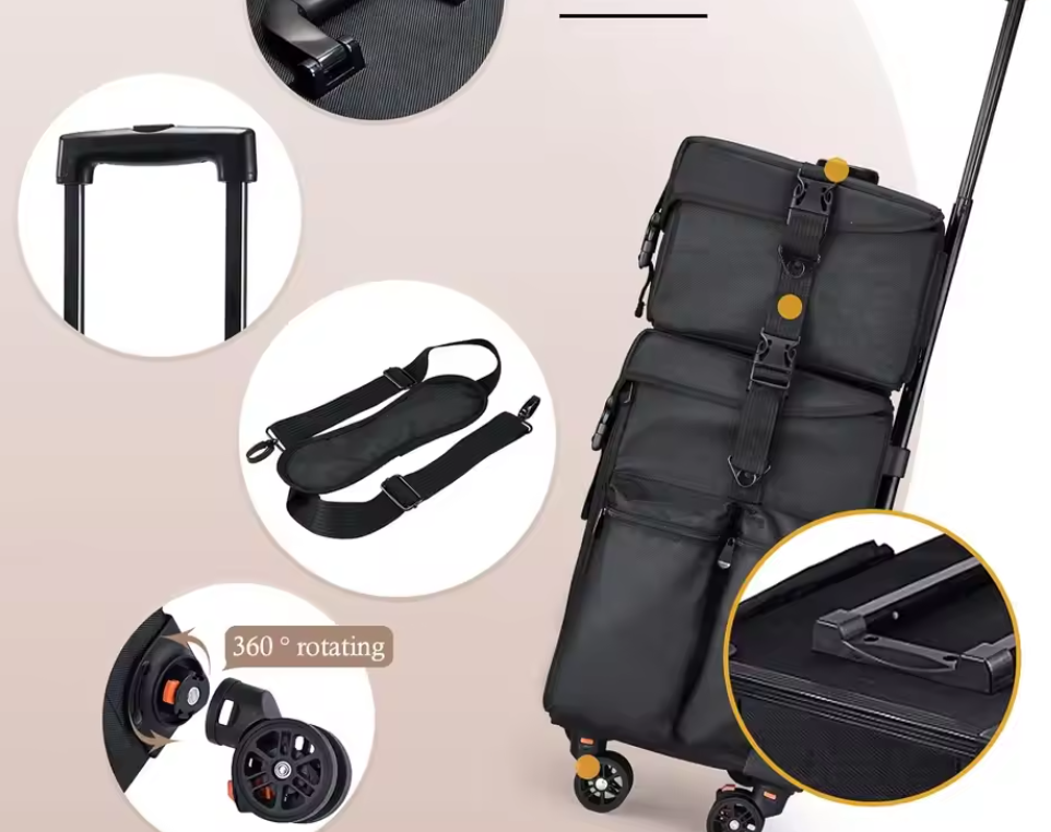 Make-up Trolley Tas met Wielen – Professionele Cosmetica Organizer Reistas