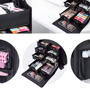 Make-up Trolley Tas met Wielen – Professionele Cosmetica Organizer Reistas