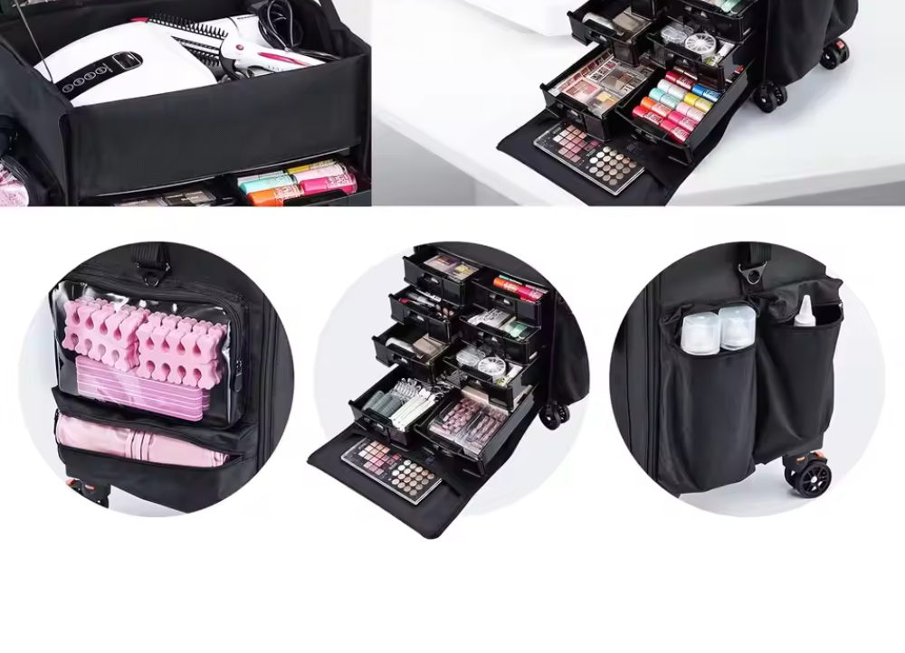Make-up Trolley Tas met Wielen – Professionele Cosmetica Organizer Reistas