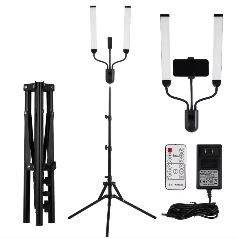 LED Tube Light Set met Statief en Telefoonhouder – Dimbaar Bi-Color Licht voor Streaming en Fotografie