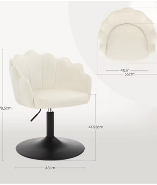 Draaibare Make-up Stoel met Rugleuning – Verstelbare Fluwelen Kaptafelstoel