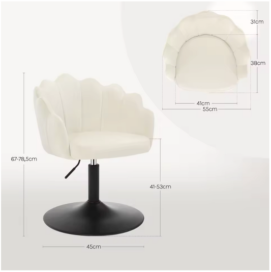 Draaibare Make-up Stoel met Rugleuning – Verstelbare Fluwelen Kaptafelstoel