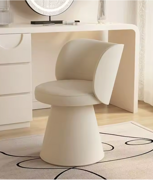 Luxe Kaptafel Kruk met Rugleuning – Fluwelen Make-up Stoel Rond