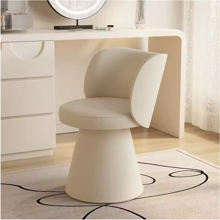 Luxe Kaptafel Kruk met Rugleuning – Fluwelen Make-up Stoel Rond