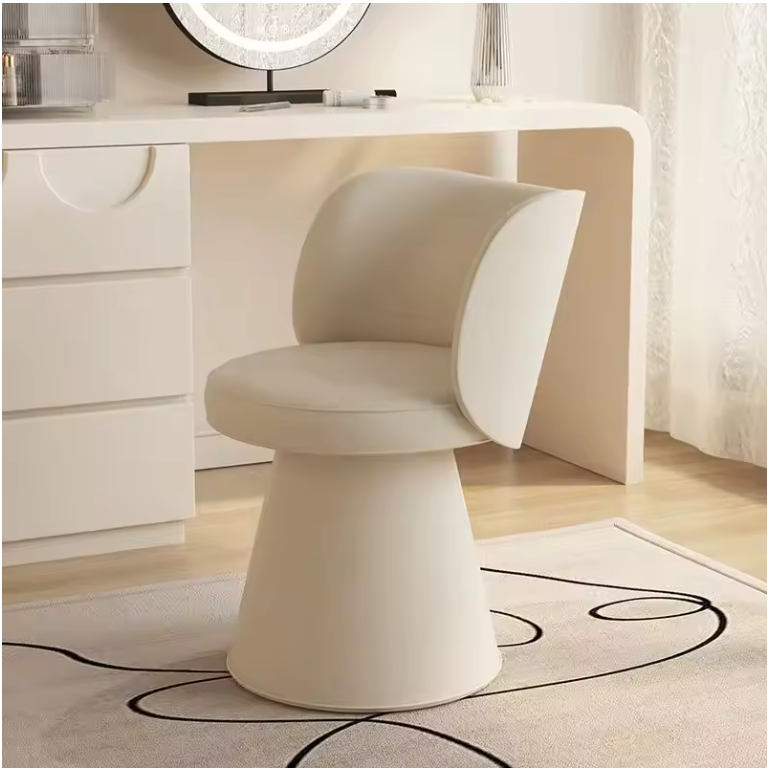 Luxe Kaptafel Kruk met Rugleuning – Fluwelen Make-up Stoel Rond