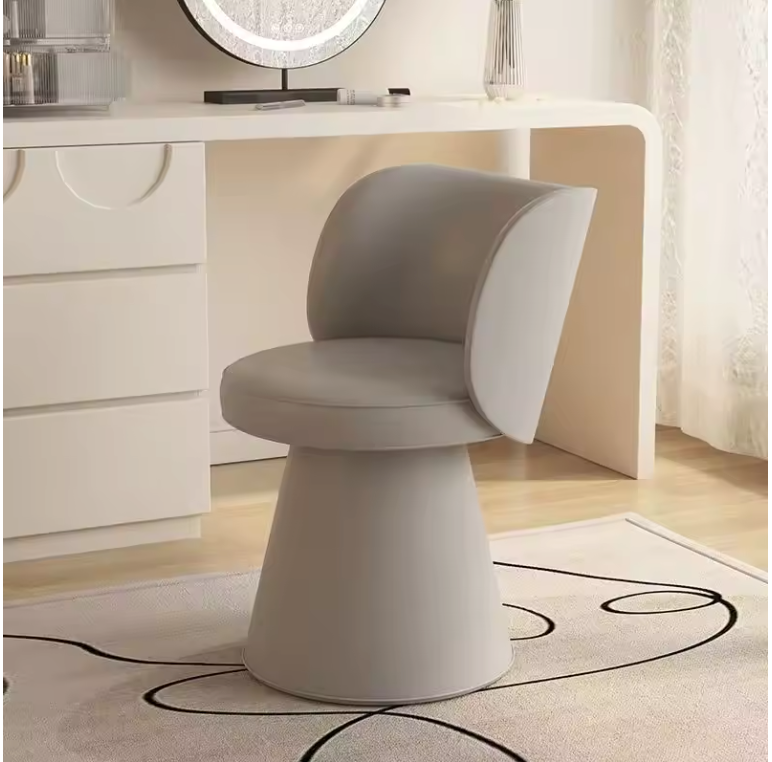 Luxe Kaptafel Kruk met Rugleuning – Fluwelen Make-up Stoel Rond