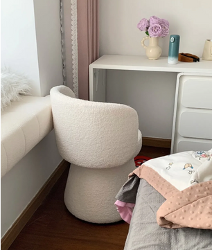 Luxe Kaptafel Kruk met Rugleuning – Fluwelen Make-up Stoel Rond