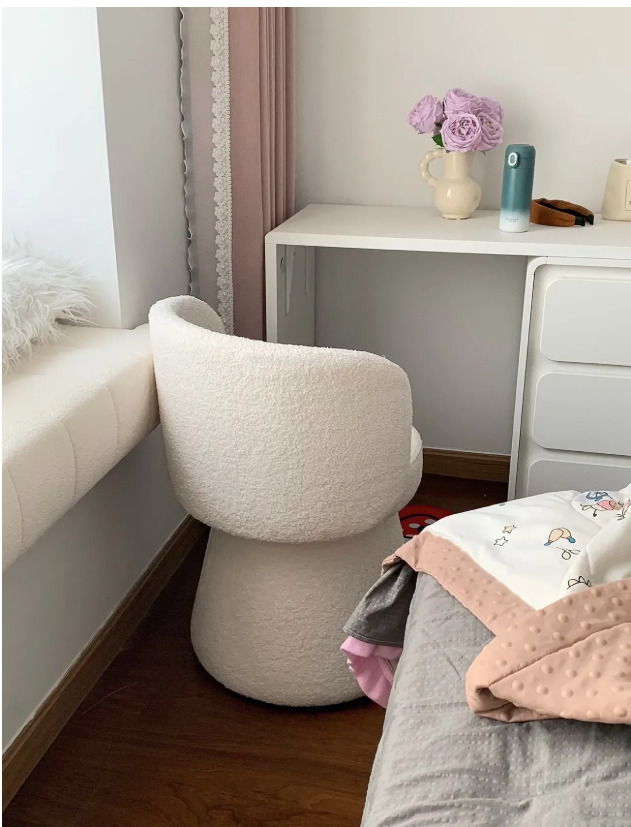 Luxe Kaptafel Kruk met Rugleuning – Fluwelen Make-up Stoel Rond